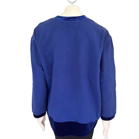 VTG GANTOS Velvet Trimmed Sweatshirt in Royal Blue SZ XL - Picture 6 of 12